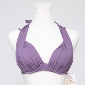 BECCA -‎ Purple Retro Styled  Underwire Bikini Top.
